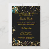 Fantastischer Glitzer Aquamarin Blue Gold Heelse C Einladung (Rückseite)