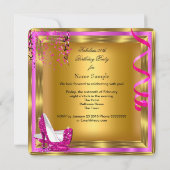 Fantastischer Glitzer Pink High Heels Gold Geburts Einladung (Rückseite)