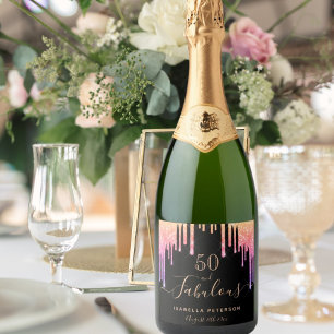 Fantastischer Glitzer zum Geburtstag Schaumweinetikett