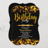 Fantastischer Golden Glitzer Party laden Einladung (Vorne/Hinten)