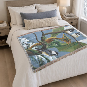 Fantastischer grüner Winter-Fantasie-Drache mit Me Decke