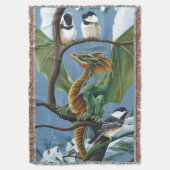 Fantastischer grüner Winter-Fantasie-Drache mit Me Decke (Vorderseite Vertikal)
