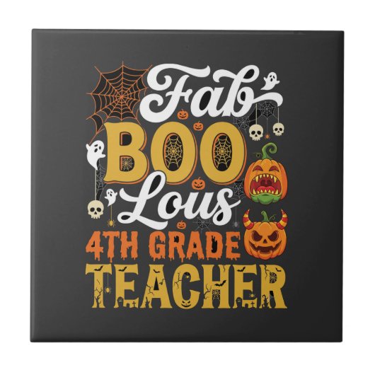 Fantastischer Halloween-Lehrer der 4. Klasse Fliese (Vorderseite)