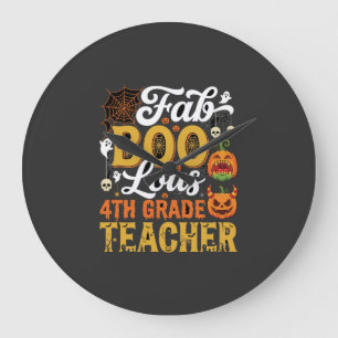 Fantastischer Halloween-Lehrer der 4. Klasse Große Wanduhr