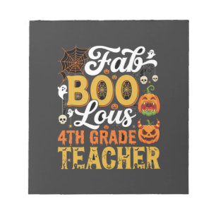 Fantastischer Halloween-Lehrer der 4. Klasse Notizblock