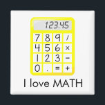 Fantastischer i-Liebe Mathe-Taschenrechner Magnet<br><div class="desc">Ein fantastischer Magnet,  dass Sie Ihre Selbst machen können,  dieser ist für den Liebhaber von Mathe.  Einen gelben Taschenrechner mit "mir kennzeichnend Liebe MATHE",  das in schwarzen Schriftart,  Sie werde die Liebe geschrieben wird,  die dieses auf Ihrem Kühlschrank sieht.  

Clipart Entwurf durch Heidelbeerherzen,  LLC,  © www.Huckleberry-Hearts.com</div>