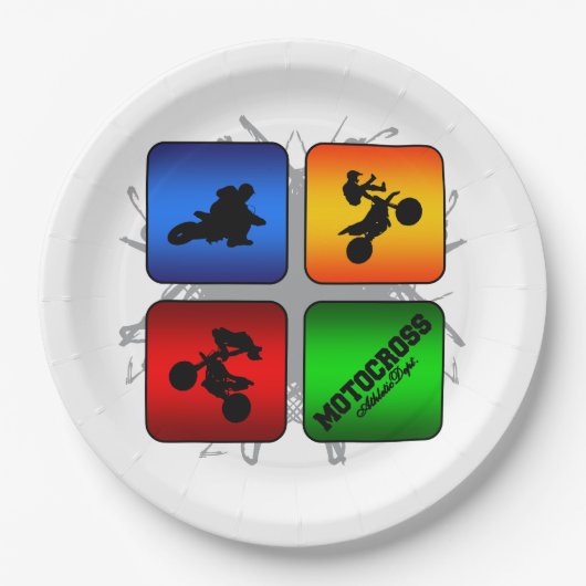 Fantastischer Motocross-städtische Art Pappteller (Vorderseite)