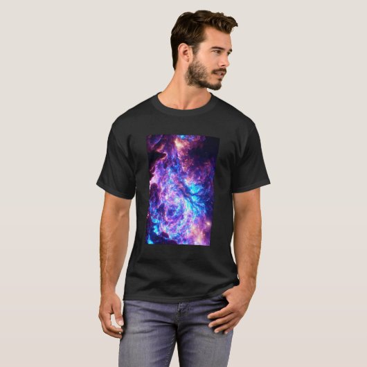 Fantastischer Nebel Abstrakter Raum Art 15 - Blau  T-Shirt (Vorne ganz)