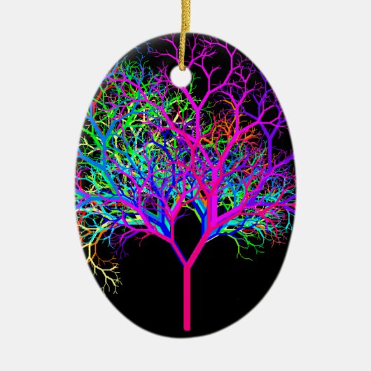 Fantastischer Neonbaum Keramik Ornament (Vorne)