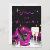 Fantastischer Party Glitzer Hot Pink Champagne Einladung (Vorderseite)