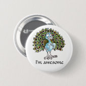 Fantastischer Pfau-Knopf Button (Vorne & Hinten)