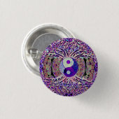 Fantastischer schauender Yin Yang Baum Button (Vorne & Hinten)