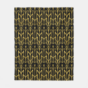 Fantastischer Schwarz-Goldkunst-Deko-Entwurf Fleecedecke