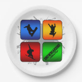 Fantastischer Snowboarding-städtische Art Pappteller (Vorderseite)