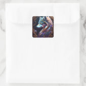 Fantastischer Starry Wolf Quadratischer Aufkleber (Tasche)