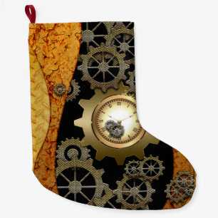 Fantastischer steampunk Entwurf mit Uhren und Großer Weihnachtsstrumpf