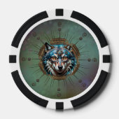 Fantastischer Steampunkwolf. Pokerchips (Vorderseite)