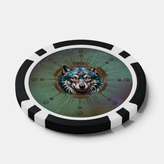 Fantastischer Steampunkwolf. Pokerchips (Einzeln)