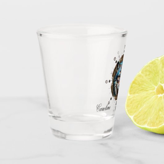 Fantastischer Steampunkwolf. Schnapsglas (Links)