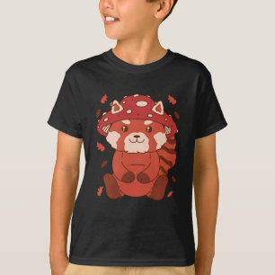 Fantastischer Stechkernpilz aus rotem Panda in Blä T-Shirt