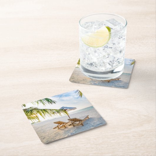 Fantastischer Strand-Sonnenuntergang Rechteckiger Pappuntersetzer (Vor Ort)