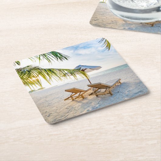 Fantastischer Strand-Sonnenuntergang Rechteckiger Pappuntersetzer (angewinkelt)