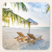 Fantastischer Strand-Sonnenuntergang Rechteckiger Pappuntersetzer (Vorderseite)