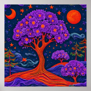 Fantastischer surrealer Baum Poster