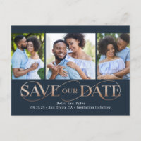 Fantastischer Swirl 3 Fotos Save the Date Postkart
