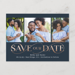 Fantastischer Swirl 3 Fotos Save the Date Postkart Postkarte