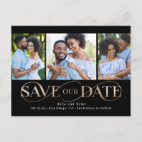 Fantastischer Swirl 3 Fotos Save the Date Postkart