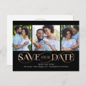 Fantastischer Swirl 3 Fotos Save the Date Postkart Postkarte (Vorne/Hinten)