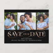 Fantastischer Swirl 3 Fotos Save the Date Postkart Postkarte (Vorderseite)