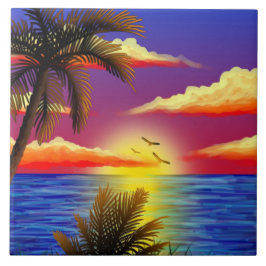 fantastischer tropischer Sonnenuntergang Fliese