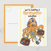 Fantastischer Urlaub Fantastischer Cartoon Oktopus Postkarte (Vorne/Hinten)