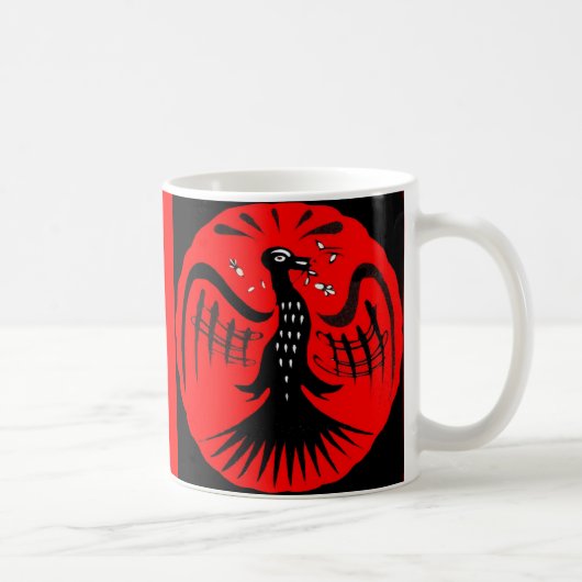 fantastischer Vogel-Volkskunst Kaffeetasse (Rechts)