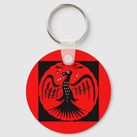 fantastischer Vogel-Volkskunst Schlüsselanhänger (Vorderseite)