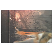 Fantastischer Wolf auf Vintagem Hintergrund Stoff (Fat Quarter (45,7 x 55,9 cm))