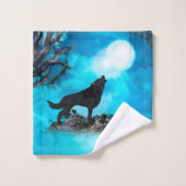 Fantastischer Wolf Badhandtuch Set (Waschlappen)