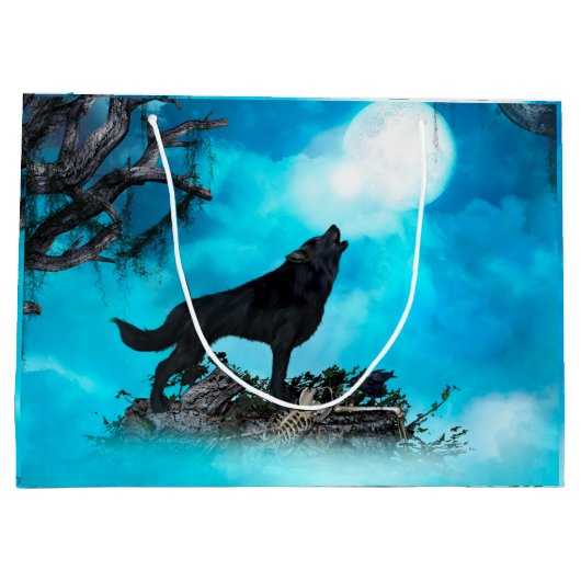 Fantastischer Wolf Große Geschenktüte (Rückseite)