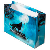 Fantastischer Wolf Große Geschenktüte (Vorderseite Schrägansicht)