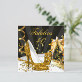 Fantastisches 40-Party für Damen mit Gold High Hee Einladung (Stehend Vorderseite)
