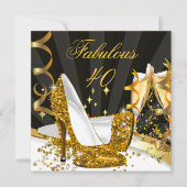 Fantastisches 40-Party für Damen mit Gold High Hee Einladung (Vorderseite)
