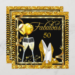 Fantastisches 50 Champagner Gold Black Party Einla Einladung