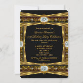 Fantastisches 50 elegantes Diamond Gem Gold Black  Einladung (Rückseite)