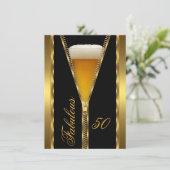 Fantastisches 50 elegantes Zipper Gold Bier Drink Einladung (Stehend Vorderseite)