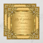 Fantastisches 50. Foto Gold auf Gold Pearl Party Einladung (Vorne/Hinten)
