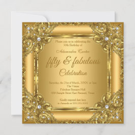 Fantastisches 50. Foto Gold auf Gold Pearl Party Einladung