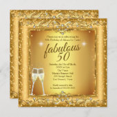 Fantastisches 50. Glanz Gold Champagner Party Foto Einladung (Vorne/Hinten)