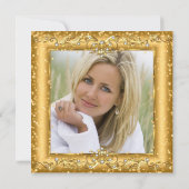 Fantastisches 50. Glanz Gold Champagner Party Foto Einladung (Rückseite)